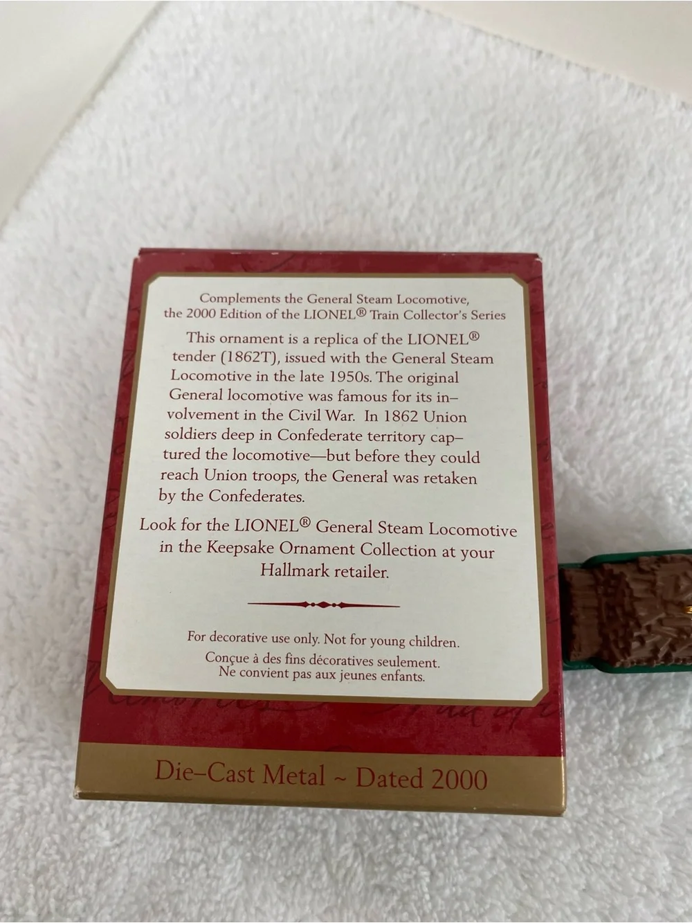 2000 Hallmark Keepsake Ornament The Tender Lionel General Steam Locomotive